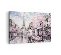 Quadro su Tela 120x80cm Paris Percorso Illustrazione Eiffle Stampe Murale