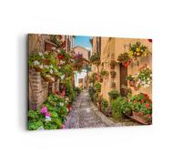 Quadro su Tela 120x80cm Percorso fiori casa cortile Stampe Immagini Murale