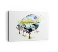 Quadro su Tela 120x80cm Piano Natura Musica eleganza Stampe Immagini Murale