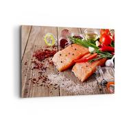 Quadro su Tela 120x80cm Salmone pesce cibo Stampe Immagini Quadri Moderni Murale