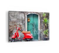 Quadro su Tela 120x80cm Scooter trasporto italia retro Stampe Immagini Murale