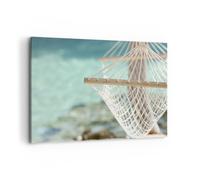 Quadro su Tela 120x80cm Viaggio amaca tropico spiaggia Stampe Immagini Murale