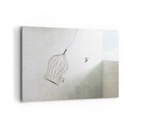 Quadro su Tela 120x80cm Volo uccello gabbia Stampe Immagini Quadri Murale
