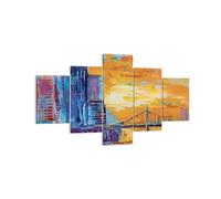 Quadro su Tela 125x70cm Città Ponte Impasto Stampe Immagini Quadri Murale