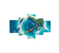 Quadro su Tela 125x70cm Elicottero Oceano isola paradiso Stampe Immagini Murale