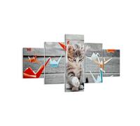 Quadro su Tela 125x70cm Gatto divertimento origami Stampe Immagini Quadri Murale