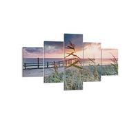 Quadro su Tela 125x70cm Spiaggia Erba Orizzonte Stampe Immagini Quadri Murale