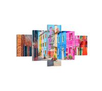 Quadro su Tela 125x70cm strada casa fiori Stampe Immagini Quadri Moderni Murale