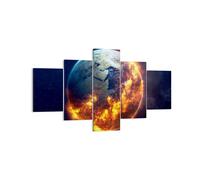 Quadro su Tela 125x70cm Universo Terra Fuoco globo Stampe Immagini Quadri Murale