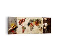 Quadro su Tela 140x50 cm Stampe da Parete Cucina Mappa del Mondo - 2832