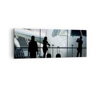 Quadro su Tela 140x50cm Aeroplano Aeroporto Passeggeri Stampe Immagini Murale