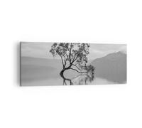 Quadro su Tela 140x50cm Albero Simmetria Lago Stampe Immagini Quadri Murale