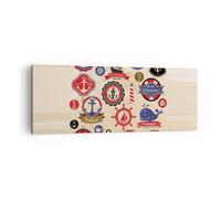 Quadro su Tela 140x50cm Ancoraggio bandiera badge barca Stampe Immagini Murale