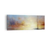 Quadro su Tela 140x50cm Barca a vela Ovest Il Sole Stampe Immagini Quadri Murale
