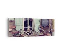 Quadro su Tela 140x50cm Biciclette Vintage Tenement Stampe Immagini Murale