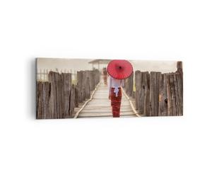 Quadro su Tela 140x50cm Birmania ombrellone ponte Stampe Immagini Quadri Murale