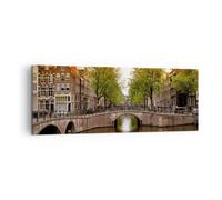 Quadro su Tela 140x50cm Canale acqua Amsterdam bici Stampe Immagini Murale