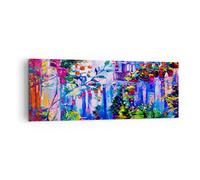 Quadro su Tela 140x50cm Casa fiori strada cielo Stampe Immagini Quadri Murale