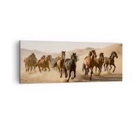 Quadro su Tela 140x50cm Cavalli Deserto Dune Stampe Immagini Quadri Murale