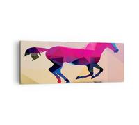 Quadro su Tela 140x50cm Cavallo animali geometria diamante Stampe Murale