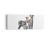 Quadro su Tela Cervo Famiglia selvatichezza illustrazione Stampe da Parete 140x50cm Quadri Moderni Soggiorno Camera da Letto 1 pezzo Grandi Decorazione Murale Wall Art Canvas Immagini AB140x50-3184