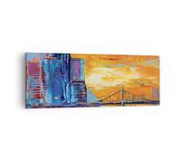 Quadro su Tela 140x50cm Città Ponte Impasto Stampe Immagini Quadri Murale