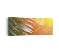 Quadro su Tela 140x50cm Esotico Foglie Alba Stampe Immagini Quadri Murale