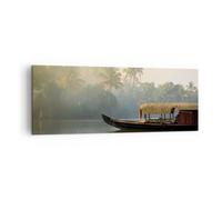 Quadro su Tela 140x50cm India barca fiume Stampe Immagini Quadri Moderni Murale
