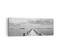 Quadro su Tela 140x50cm Legno ponte mare Stampe Immagini Quadri Moderni Murale