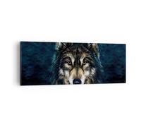 Quadro su Tela 140x50cm Lupo Oscurità Grafica Stampe Immagini Quadri Murale