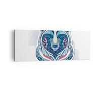 Quadro su Tela 140x50cm Orso illustrazione sogno fiorito Stampe Immagini Murale