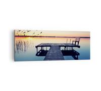 Quadro su Tela 140x50cm ponte del lago Stampe Immagini Quadri Moderni Murale