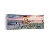Quadro su Tela 140x50cm Spiaggia Erba Orizzonte Stampe Immagini Quadri Murale