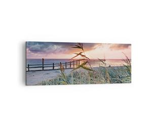 Quadro su Tela 140x50cm Spiaggia Erba Orizzonte Stampe Immagini Quadri Murale