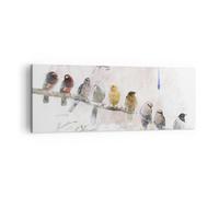 Quadro su Tela 140x50cm Uccelli Canarie Ramo Stampe Immagini Quadri Murale