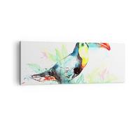 Quadro su Tela 140x50cm Uccello Tucano la curiosità selvaggio Stampe Murale