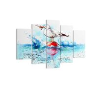 Quadro su Tela 150x100cm Acqua pesci Gabbiano fame Stampe Immagini Quadri Murale