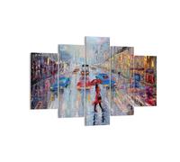 Quadro su Tela 150x100cm Acrilico Città Pioggia Stampe Immagini Quadri Murale