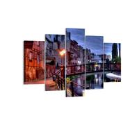Quadro su Tela 150x100cm Architettura Centro storico Città Fiume Stampe Murale