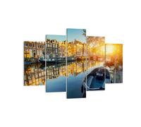 Quadro su Tela 150x100cm Canale barca Amsterdam acqua Stampe Immagini Murale