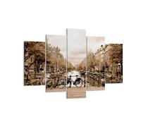 Quadro su Tela 150x100cm Canale Biciclette Amsterdam centro Stampe Murale