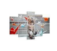 Quadro su Tela 150x100cm Gatto divertimento origami Stampe Immagini Murale