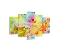 Quadro su Tela 150x100cm Gatto farfalla arcobaleno magia Stampe Immagini Murale