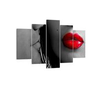 Quadro su Tela 150x100cm Le labbra rosse i capelli scuri il modello l'amore