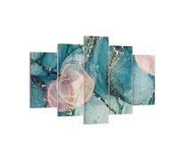 Quadro su Tela 150x100cm Stampe da Parete Liquido Oro Rosa Grandi XXL Decorazione Murale Camera da Letto Cucina Set 5 pezzi Quadri Moderni Soggiorno Grafica Immagini Wall Art Canvas EA150x100-4817