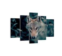 Quadro su Tela 150x100cm Lupo foresta predatore Stampe Immagini Quadri Murale