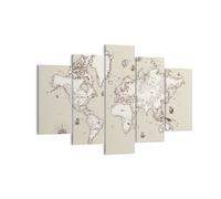 Quadro su Tela 150x100cm Mappa mondo classico continenti Stampe Immagini Murale