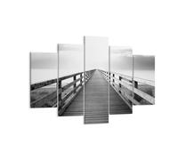 Quadro su Tela 150x100cm Molo Prospettiva In Bianco E Nero Stampe Murale