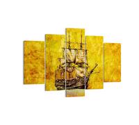 Quadro su Tela 150x100cm Nave pirata oceano tesoro Stampe Immagini Quadri Murale