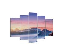 Quadro su Tela 150x100cm Ovest Il Sole Le Montagne Stampe Immagini Quadri Murale